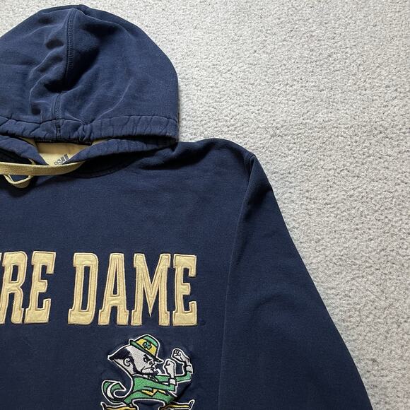 Notre Dame Hoodie Mens Medium Adidas Blue Vintage Embroidered Fighting Irish - Picture 8 of 12